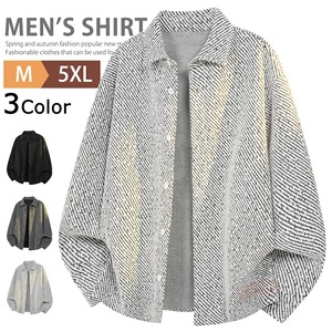 シャツジャケット 長袖 メンズ 3色 M-5XL 長袖シャツ シェニール織 ワークシャツトップス メンズシャツ 26LT1099
