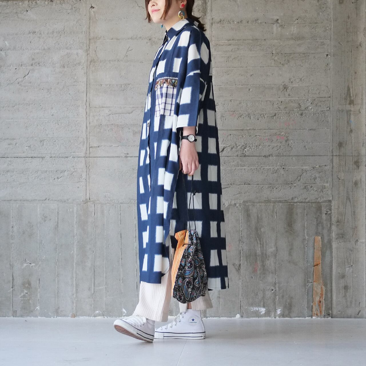 シャツワンピース オリーブグリーン 半袖 香しい