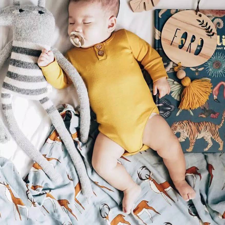 Boho baby/Long sleeve &Classic bow SET 1Y/Pearl×Pistachio 長袖ロンパ&リボンセット