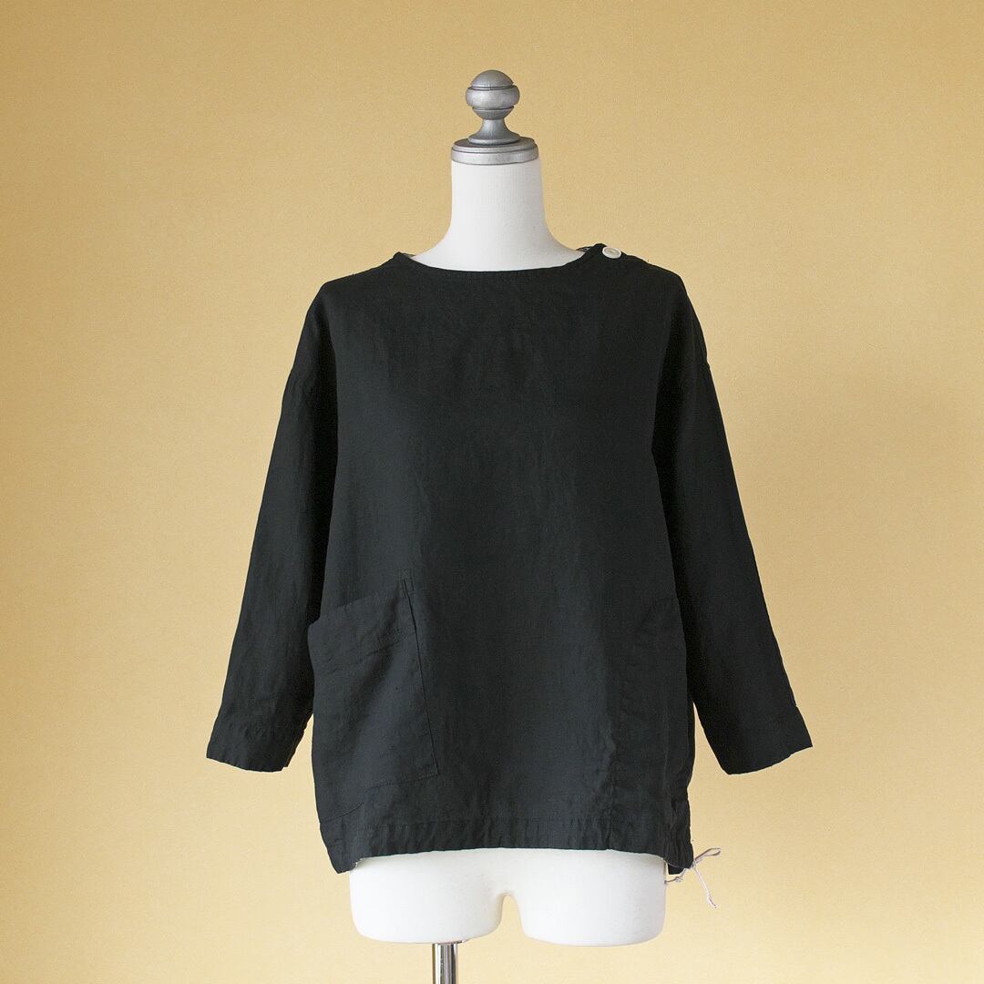 快晴堂 カイセイドウ スプリングリネン斜めポケットTシャツ・ブラック