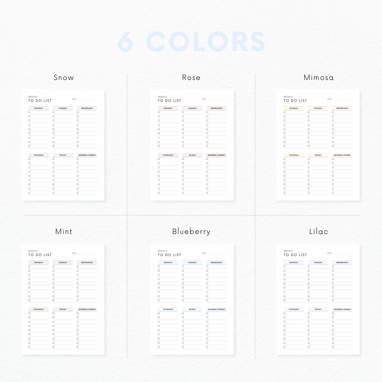 週間ToDoリスト┊︎6色&4種類セット┊︎やることリスト