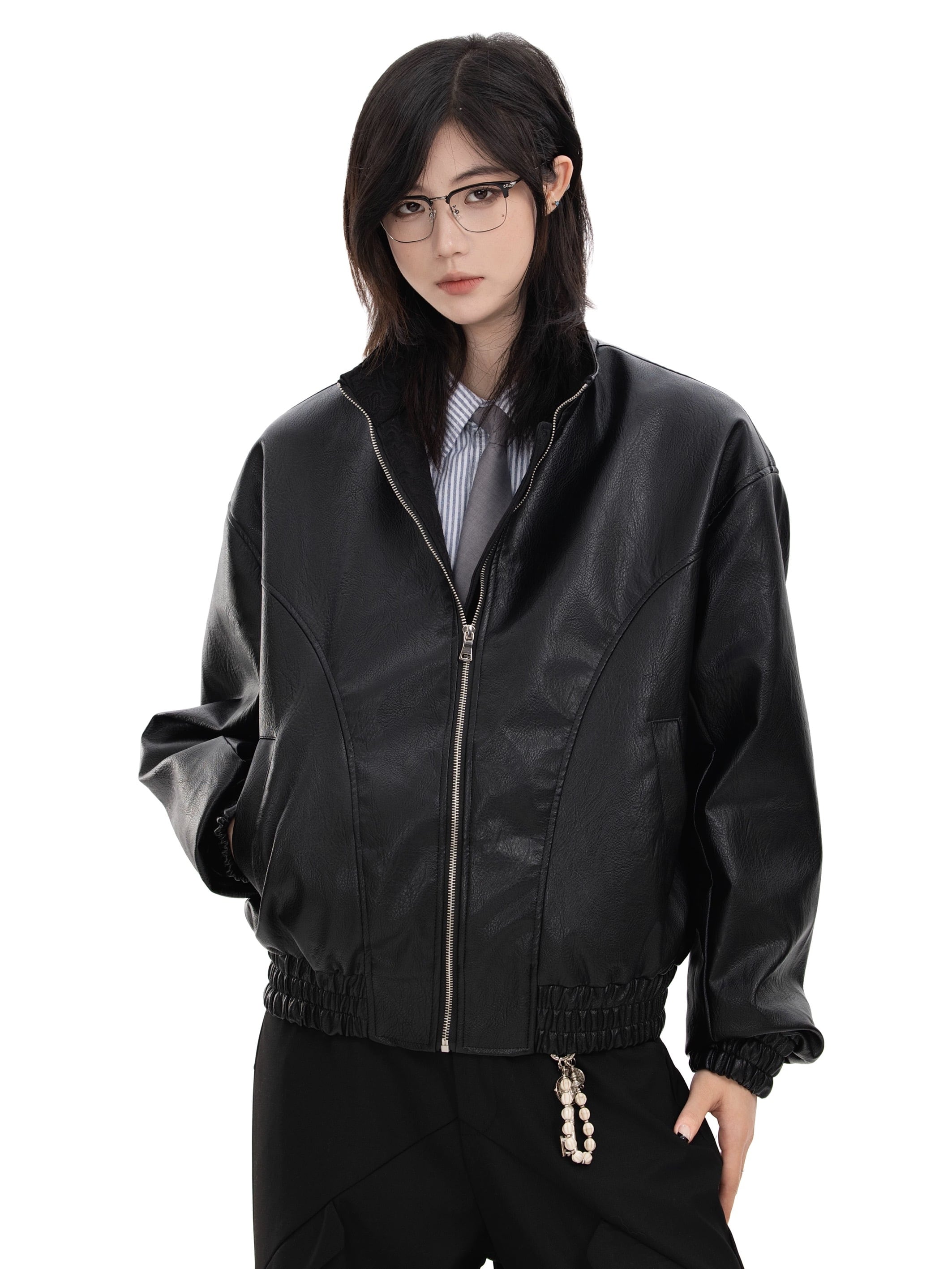 ステッチラインレザージャケット / Stitch Line PU Jacket