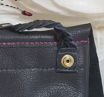 鹿革のベルトループ付ウエストバッグ(黒) ジビエ ☆メディスンバッグ腰