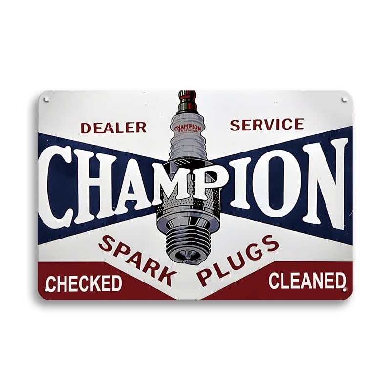 ブリキ看板 CHAMPION SPARK PLUGS チャンピオン スパークプラグ