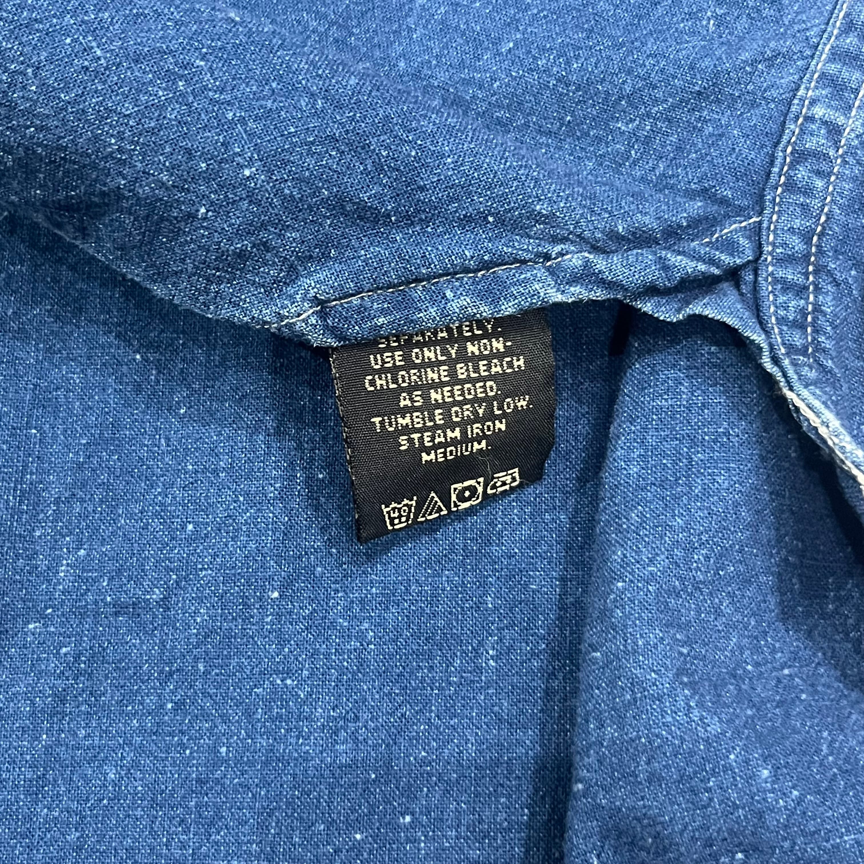 RRL 90s ノーカラーシャツ インディゴリネン 初期 3つ星 アメリカ製
