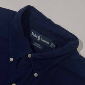 90s Ralph Lauren ラルフローレン BLAKE BD ボタンダウン コーデュロイ 長袖シャツ LL/ネイビー系 メンズ ビンテージ