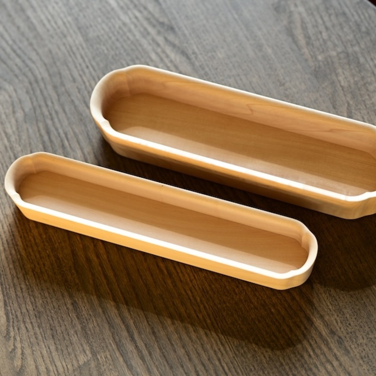 四十沢木材工芸　くりぬきさじ箱(1個)/ Hollowed-out Cutlery Serving Tray Wide［2104330000216］