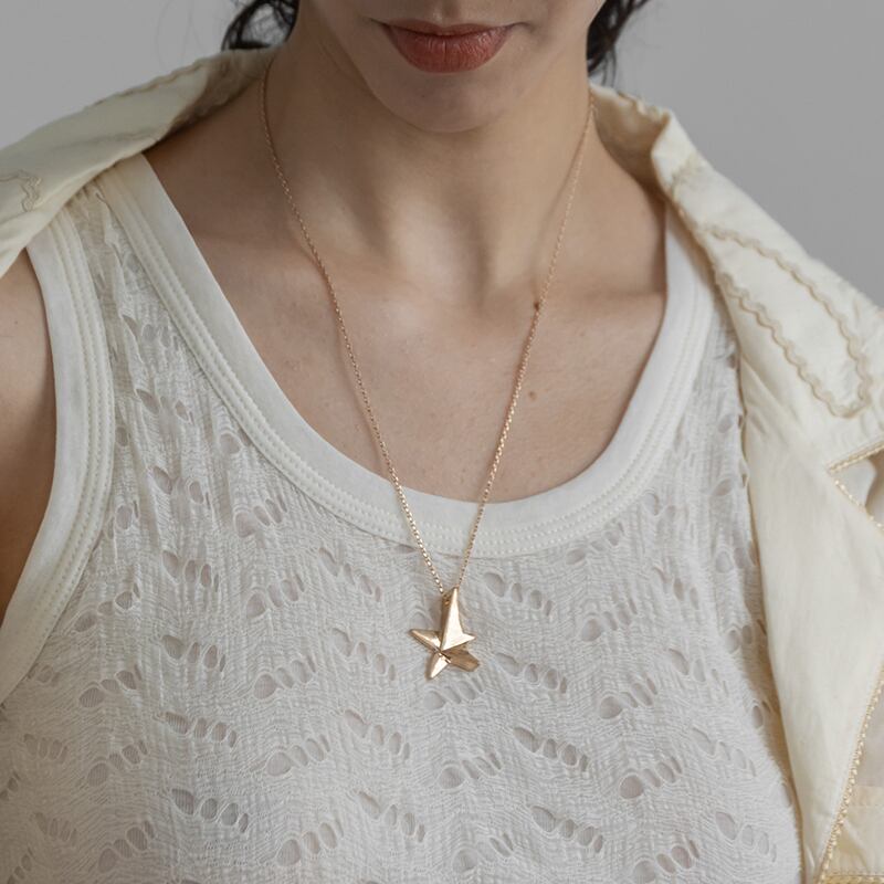 ネコポス便】ネックレス 立体スターモチーフネックレス つや消し