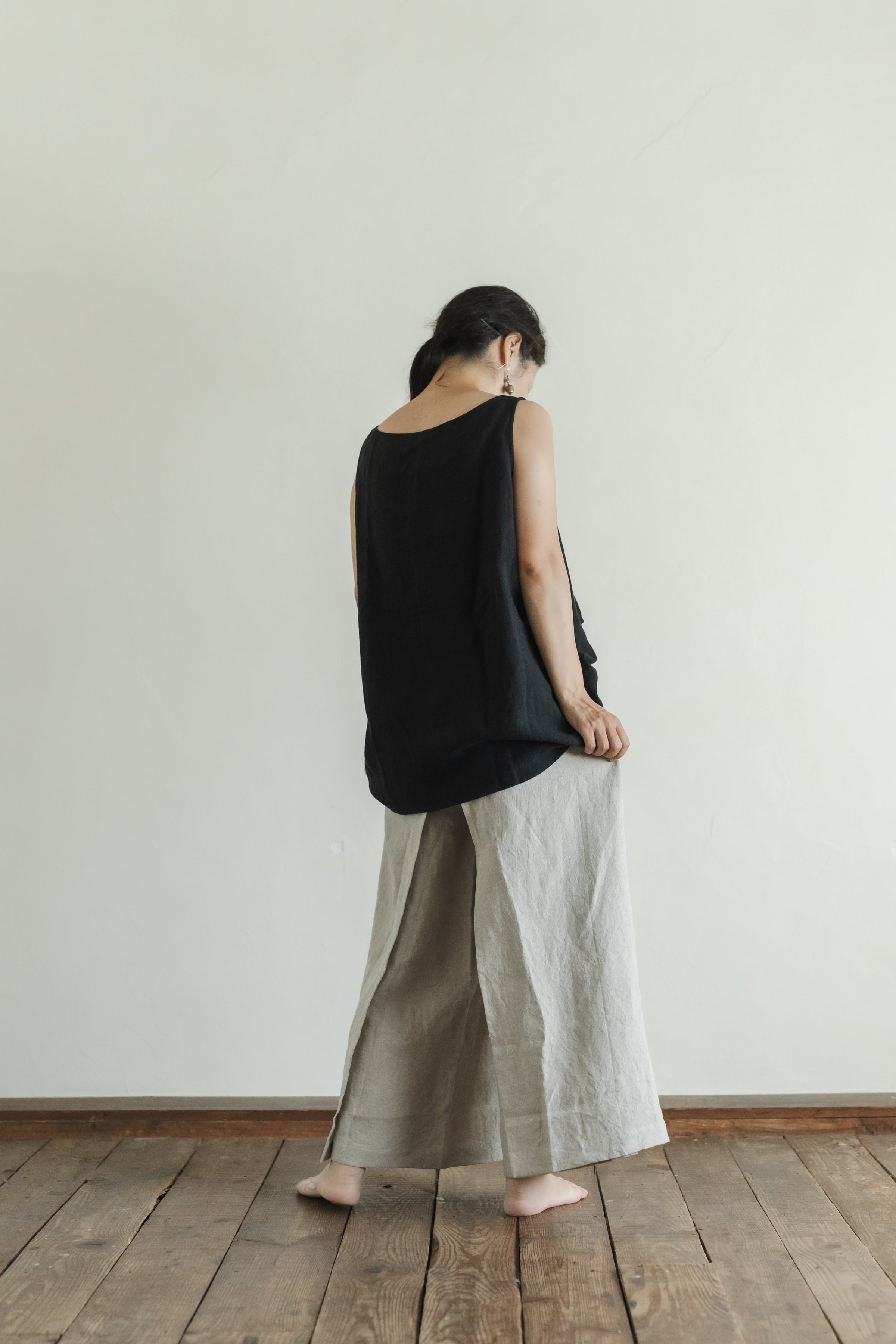 new Linen wrap pants color:Kinari(生成り)