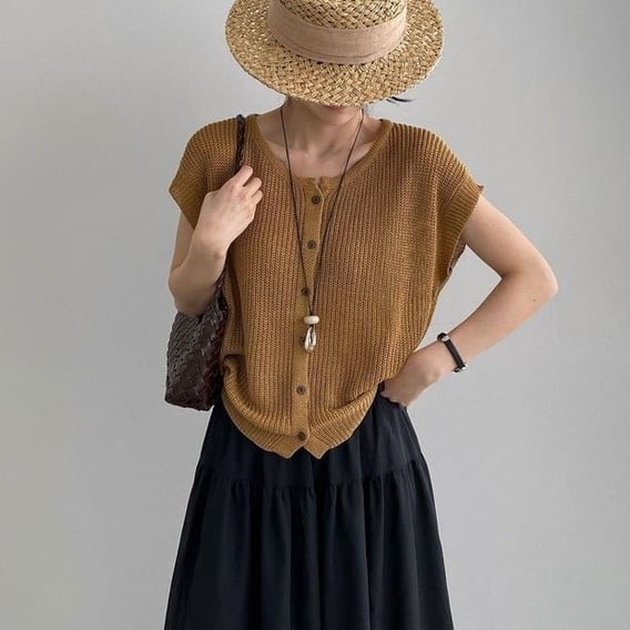 short sleeve knit cardigan 14345