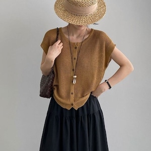 short sleeve knit cardigan 14345