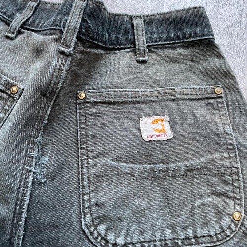 00s ブラック ダブルニー Carhartt B01 BLK 32×34 詳細写真2