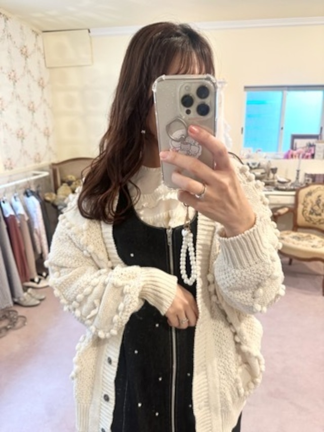 OFFWHITE/RIBBON BONBON CARDIGAN