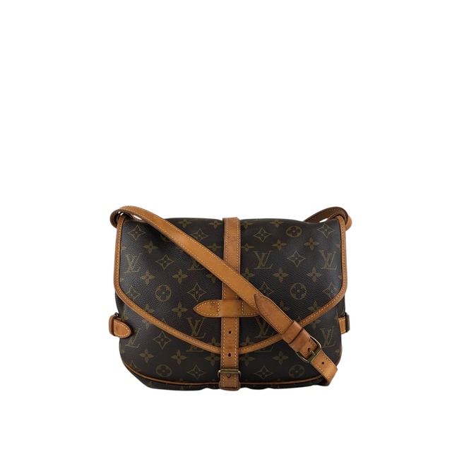 LOUIS VUITTON ルイヴィトン モノグラム ショルダーバッグ ブラウン PVC レザー ソミュール30 vintage ヴィンテージ オールド dzuvmj