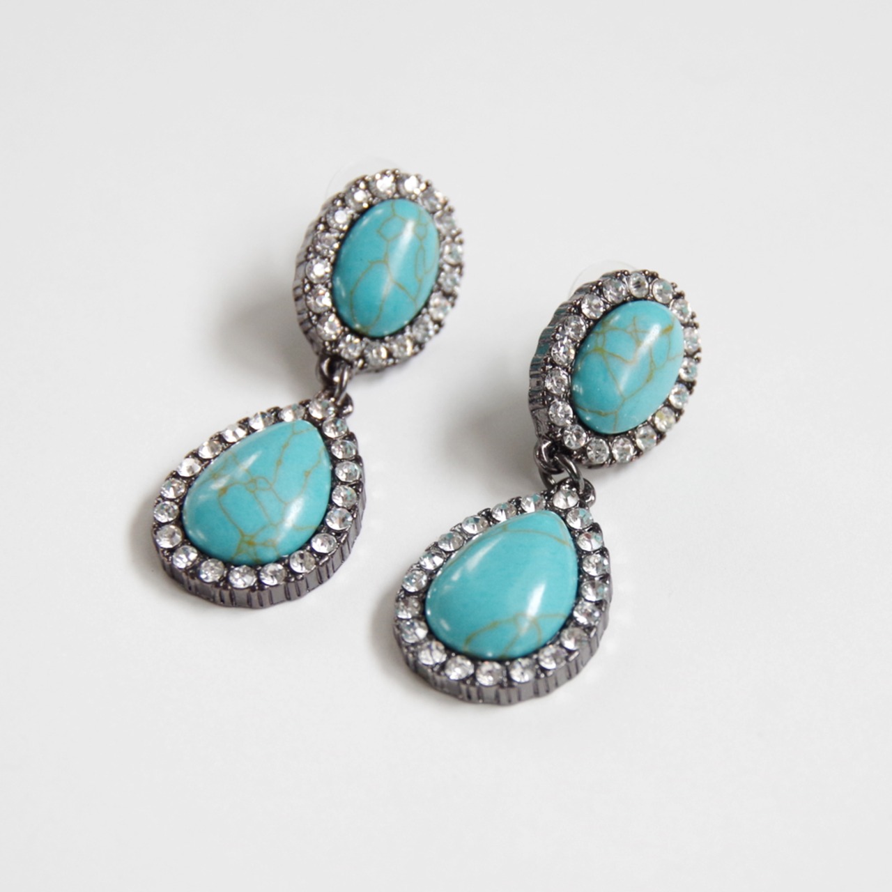 ターコイズ×ビジューピアス - 2