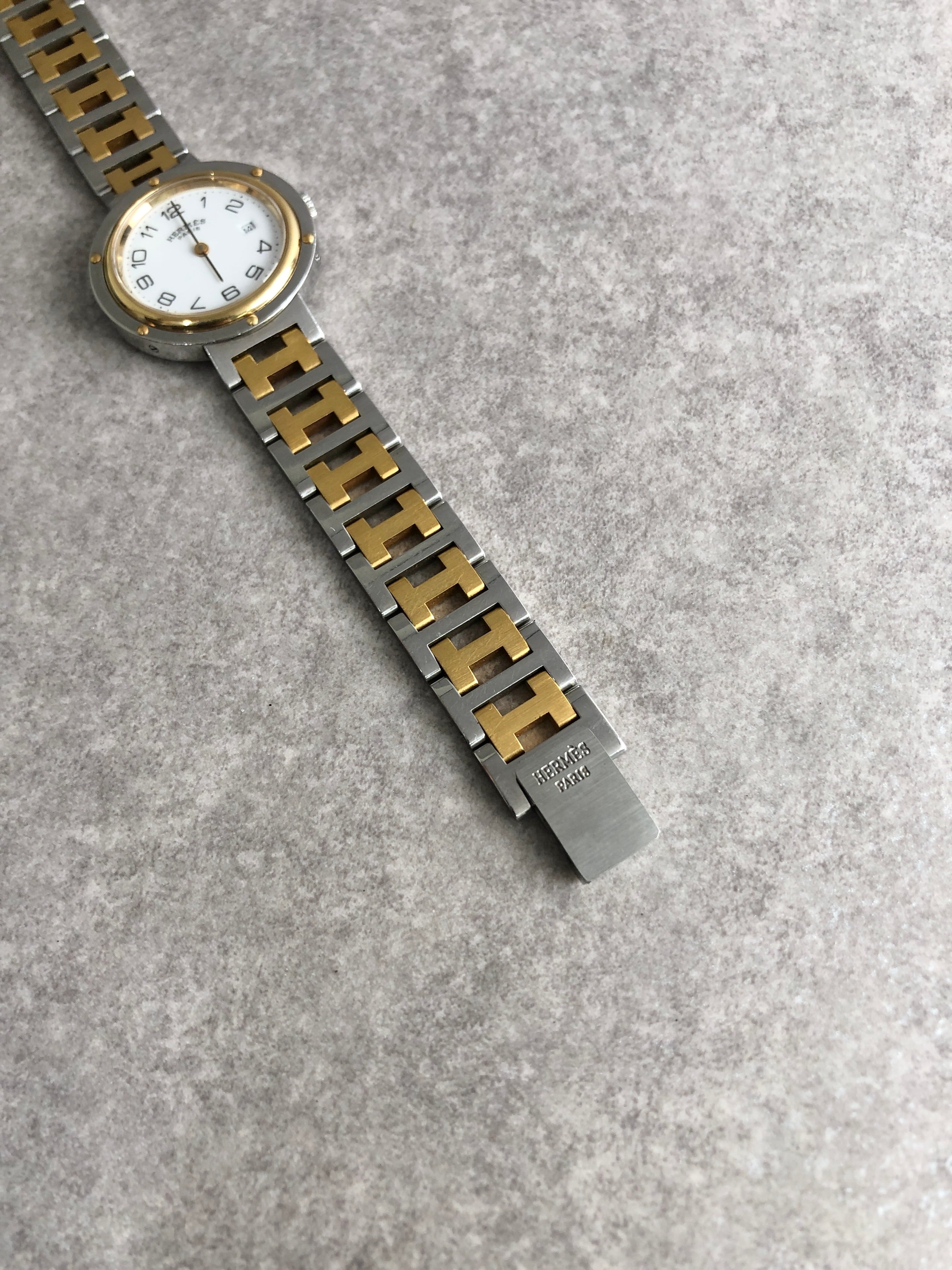 HERMES エルメス クリッパー 腕時計 ゴールド×シルバー ステンレス