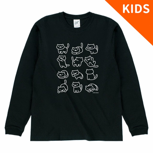 【受注生産品／キッズ】ねこあつめ　はちわれさんロングTシャツ