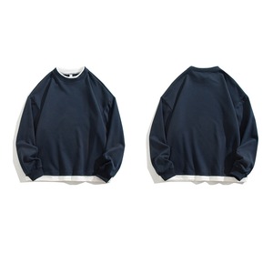 ★FAKE TWO PIECE STITCHED ROUND NECK TRAINER　　　07240