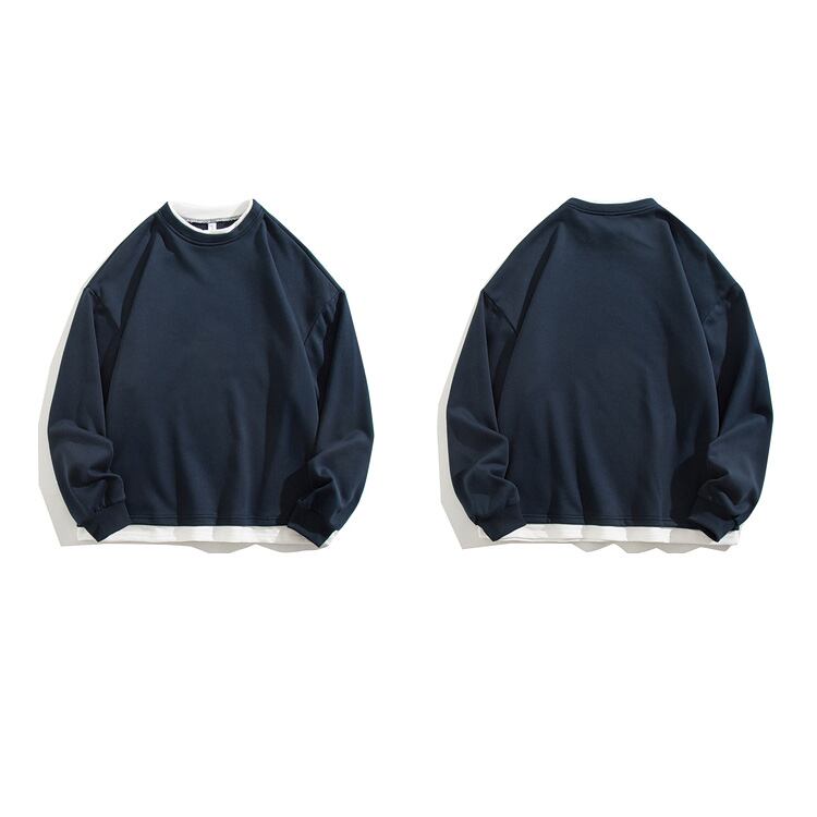 ★FAKE TWO PIECE STITCHED ROUND NECK TRAINER　　　07240