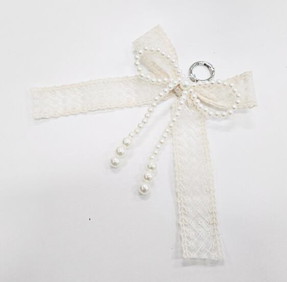 予約【ritogato】Keyring Layered (White Perl ribbon)