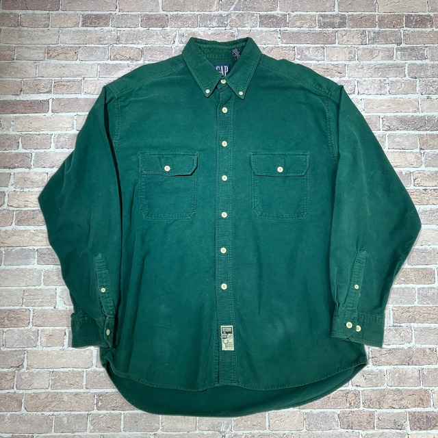 1990'S GAP B.D CHAMOIS SHIRT GREEN SIZE XL