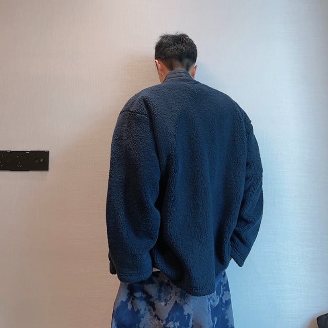 予約販売】ボアブルゾン アウター ネイビー 紺 総ボア もこもこ