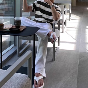 マリンボーダーニットTシャツ　0605