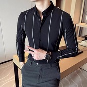 striped long sleeve high end business shirt 00105