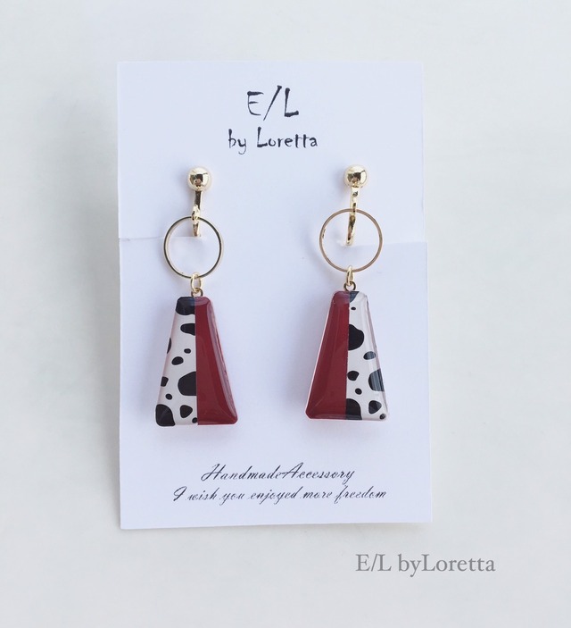 Animal bi-color hoop pierce/earring(Bordeaux)