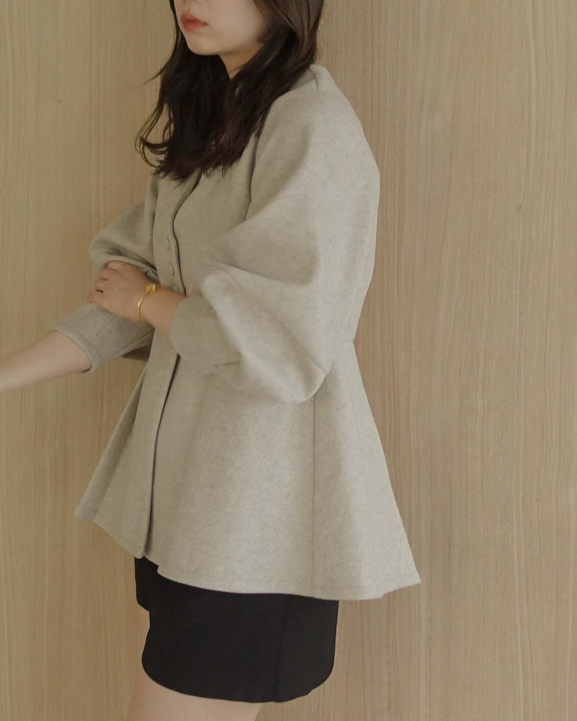 AM471003 melton peplum button tops 【12月上旬予約商品】 | Alumu.