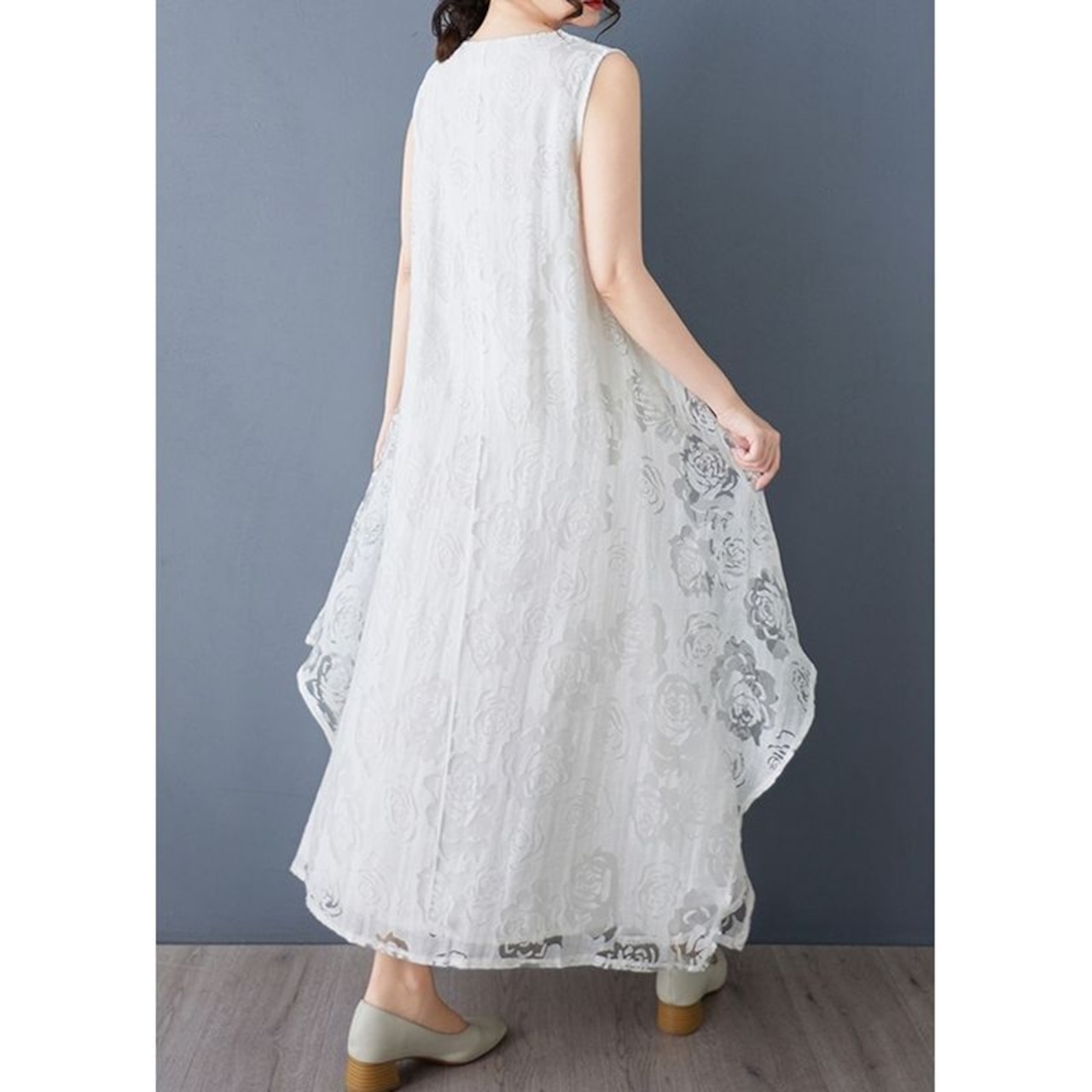 ローズ柄 レース マキシワンピース 30153