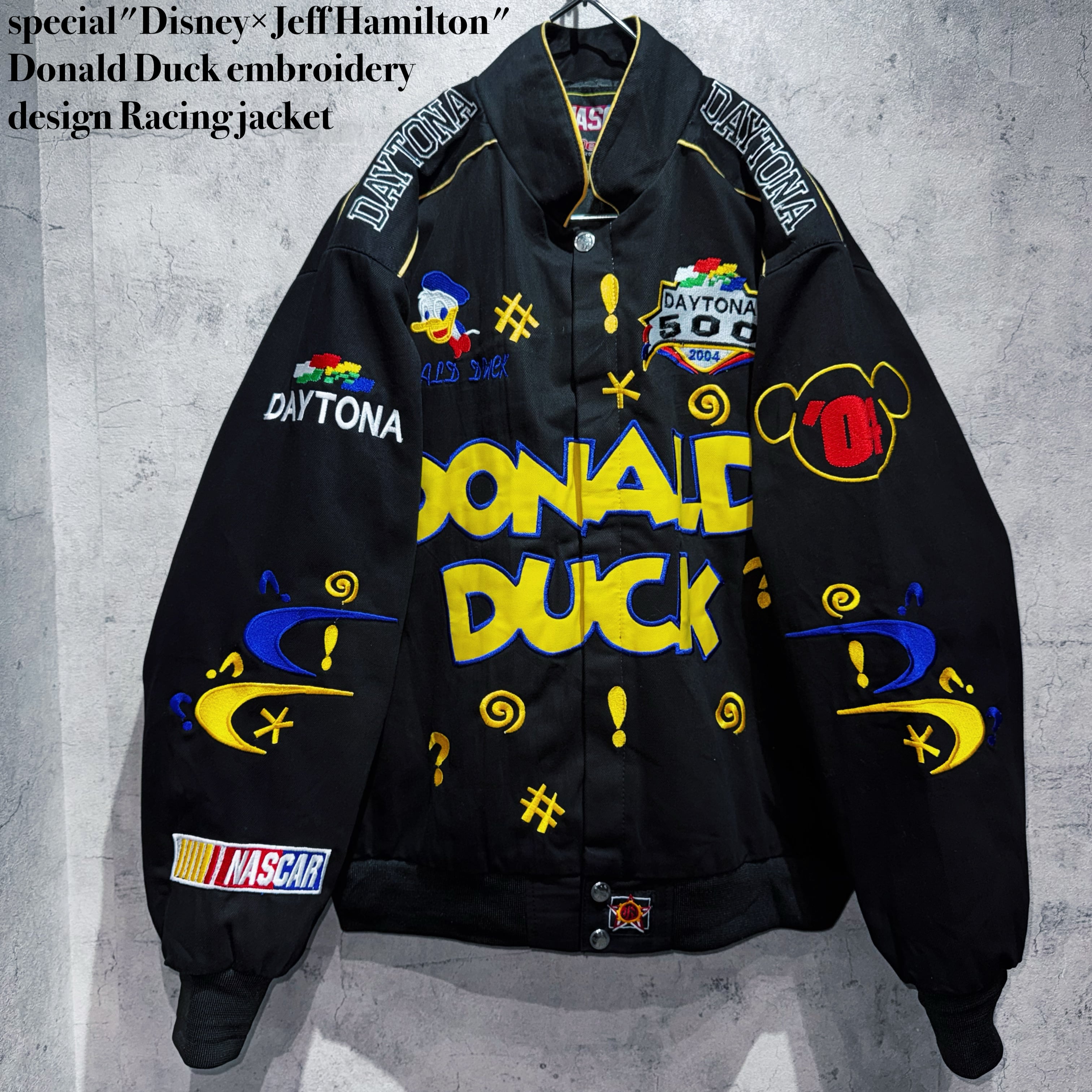 special"Disney×Jeff Hamilton"Donald Duck embroidery design Racing jacket