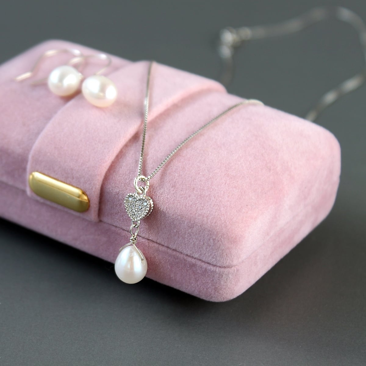 SLV925×淡水真珠｜小さなハートのしずく淡水パールネックレス | Bear's