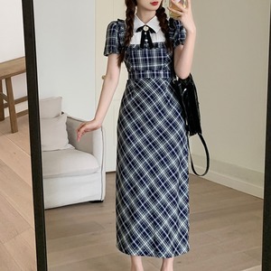 【S-4XL】ガーリーチェック柄ワンピース
