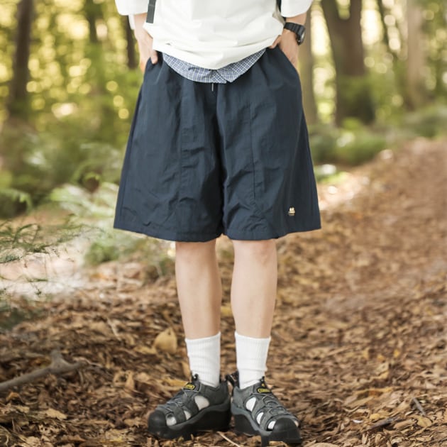 Logo Embroidered Wide Silhouette Half Pants ‐2col‐ A0239