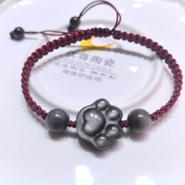 天然黒曜石クマの爪ブレスレット
