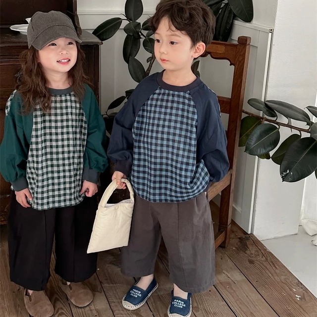 gingham check long T