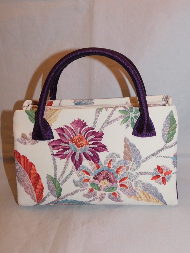 着物地和装バック（花模様）Kimono fabric bag(made in Japan) | 春夏  