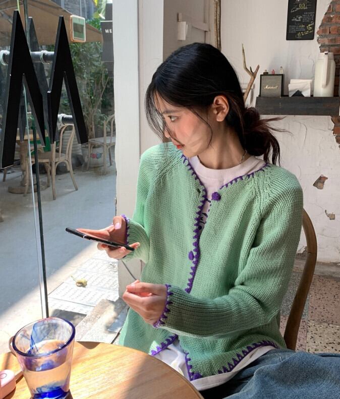 スタンダードスタイルセーター オータムカーディガントップス ロング レトロ 秋物 モンロー90277686740