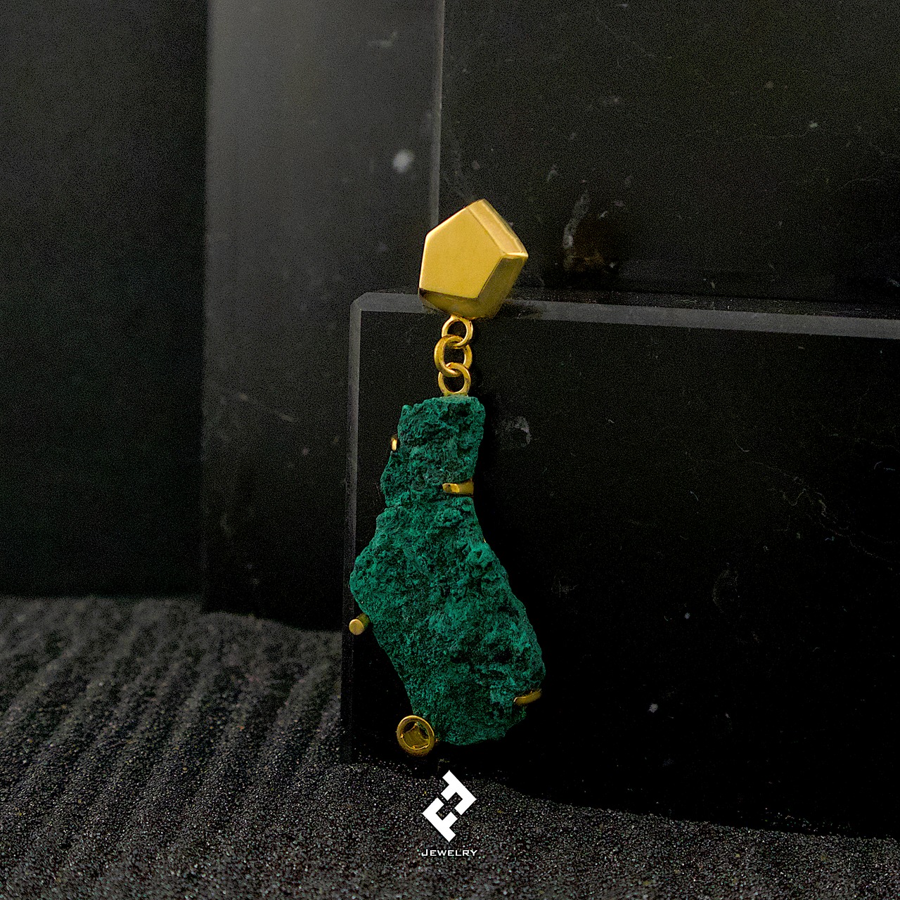 +5 lados・シングルピアス〜single earring (green+gold) #2
