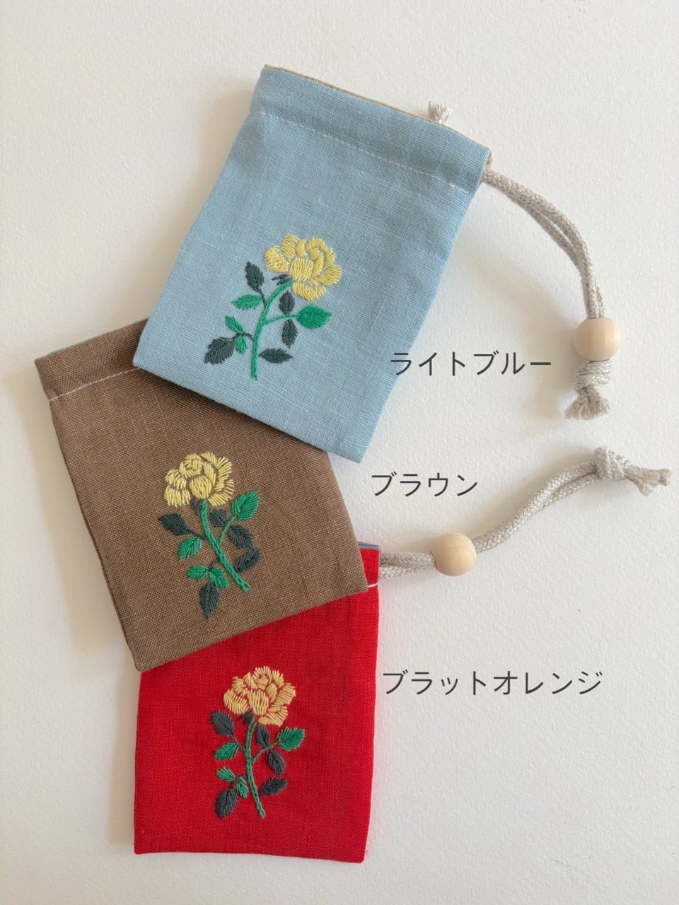 ボタニカル刺繍のミニ巾着【6種類】受注制作 | Leparc