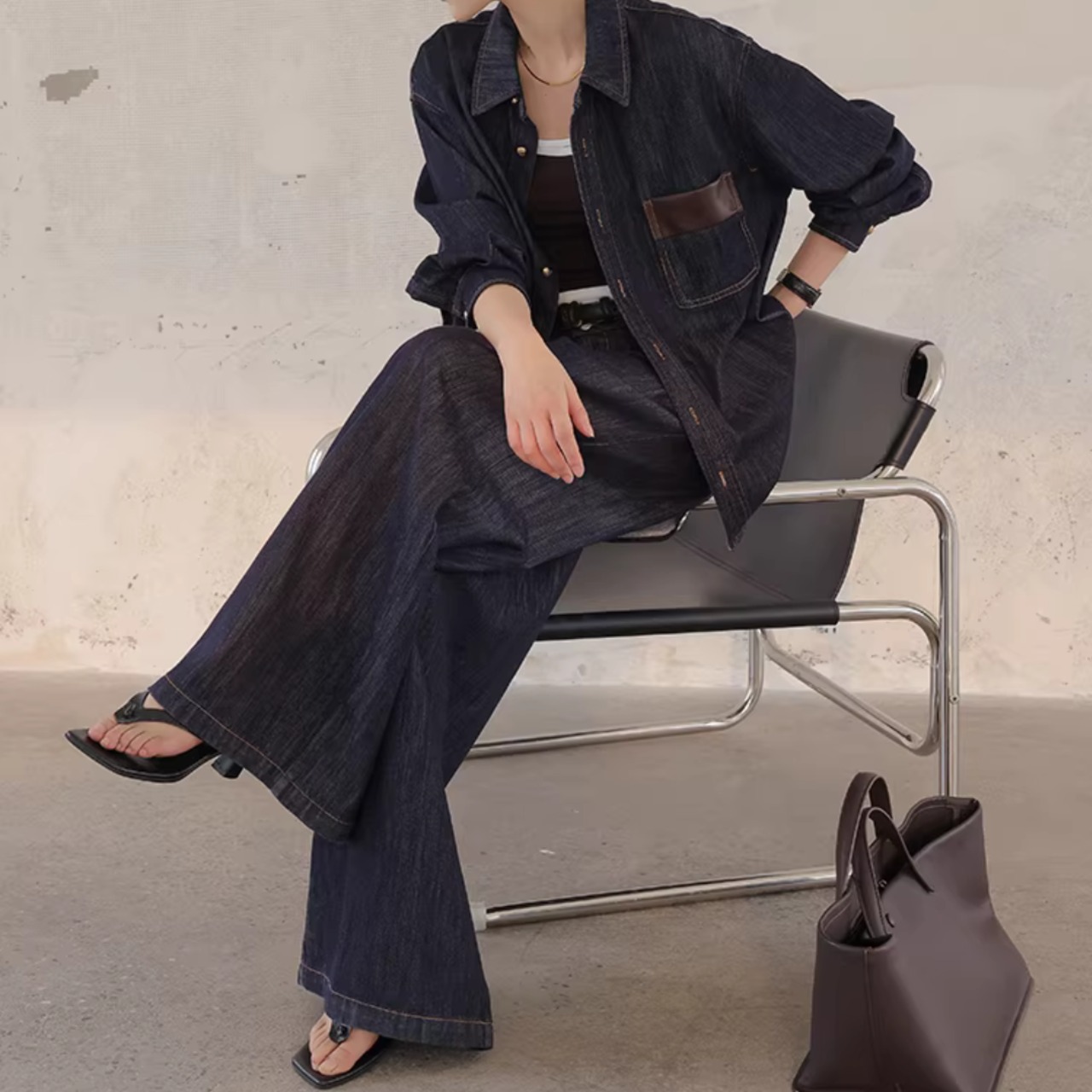 プリーツ入り ワイド デニム パンツ 00144・画像7