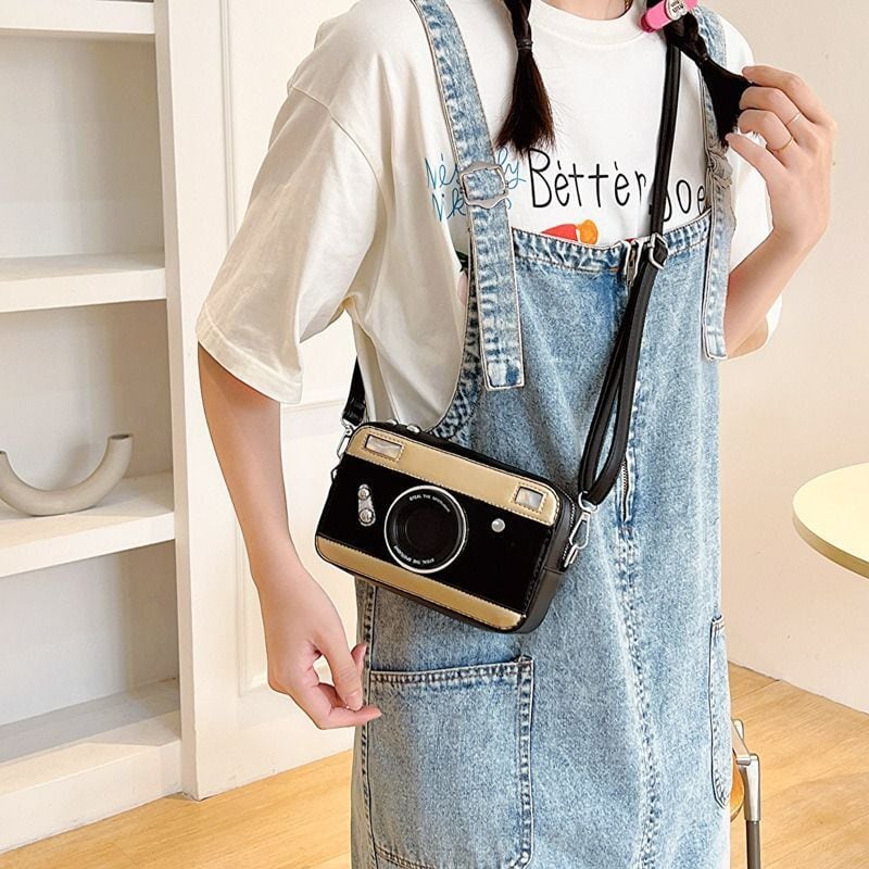 リオ POPUP カメラ フォトセット ショルダークロスボディバッグ カメラ型 青 黒 白 シルバー ゴールド