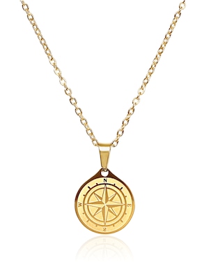 compass coin necklace stainless steel gold・silver