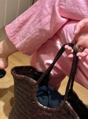くすみピンク リネン ワイドパンツ