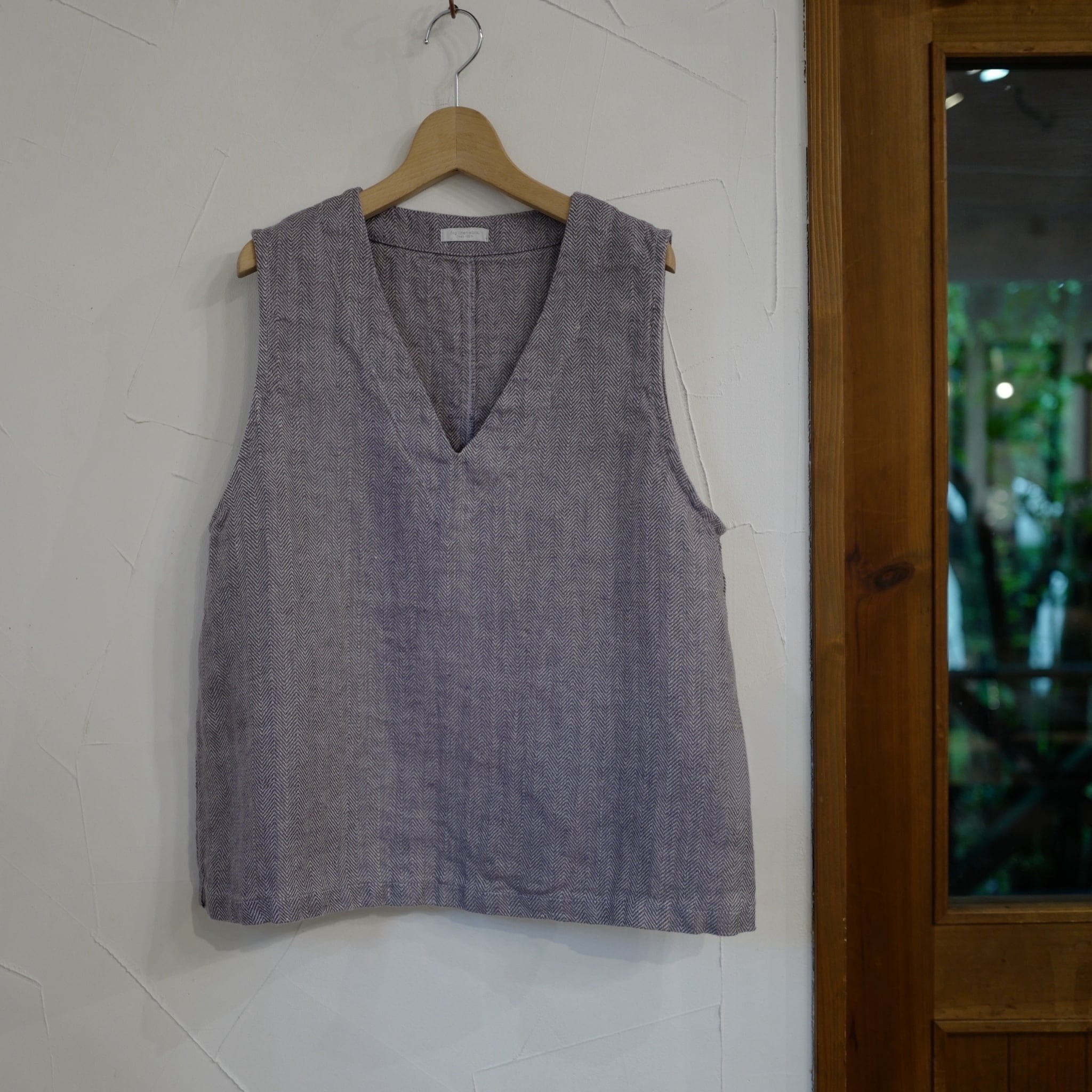 別注》fog linen work｜普通地リネンVネックベスト・ジレ（col