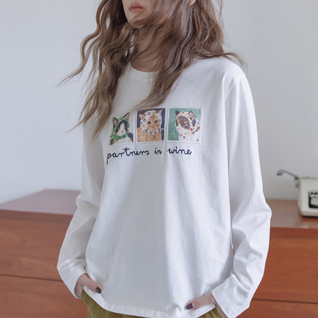 embroidered animal print long tee