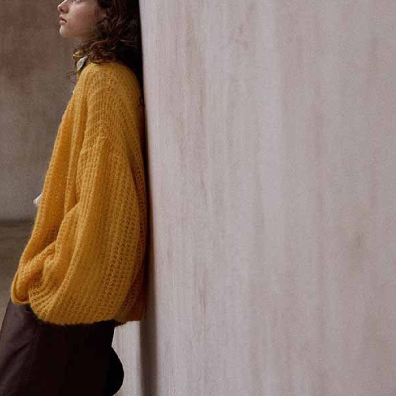 Balloon Sleeve V-Neck Oversized Knit Cardigan  T6152