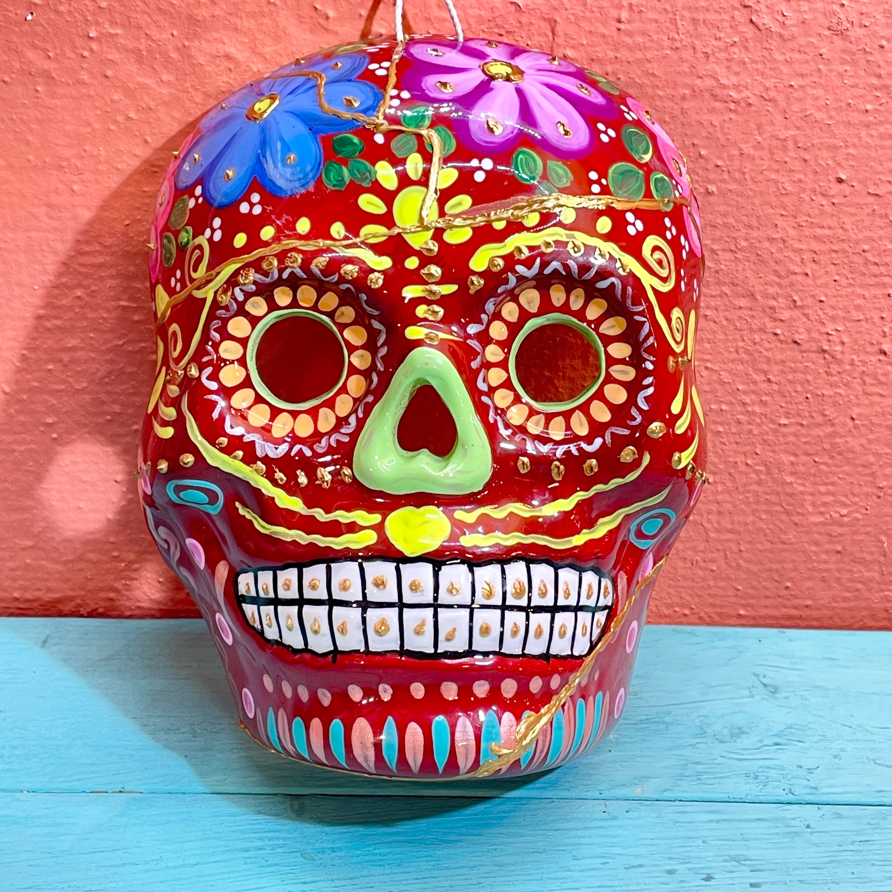 メキシコシティ 陶器のカラベラ SMY059 RD Mexico city Calavera de