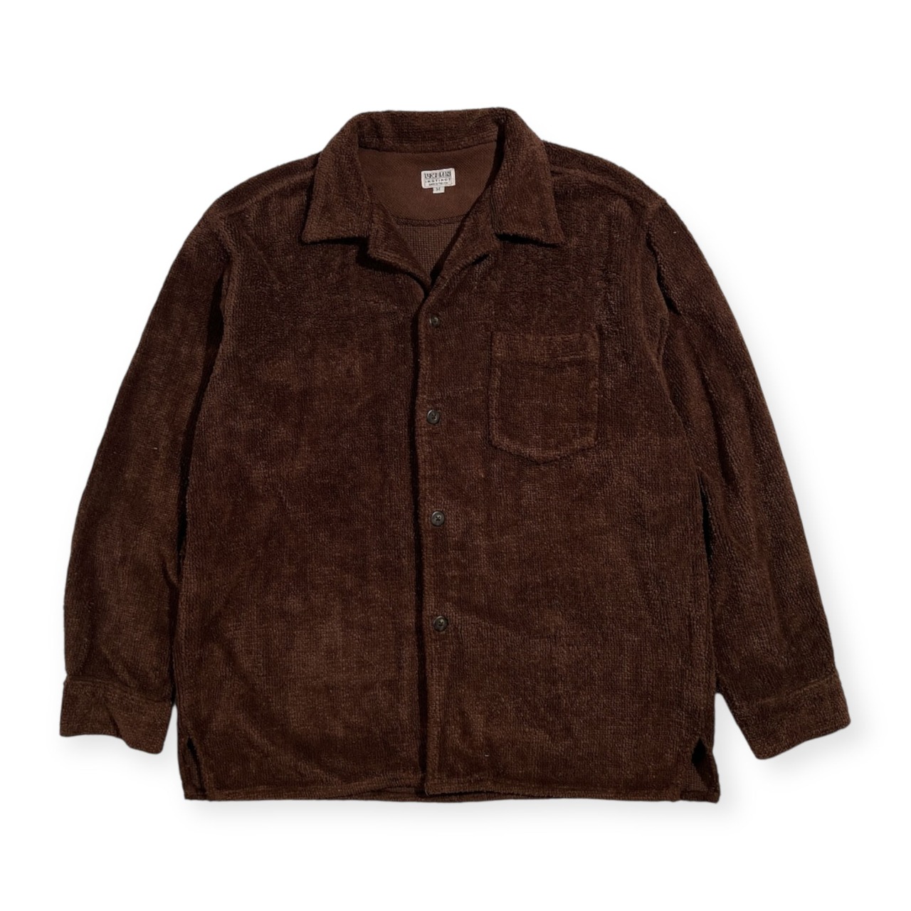 USA製 URBAN INSTINCT アーバン インスティンクト パイル地 開襟 長袖シャツ サイズ M /ダークブラウン系 アメリカ製 ビンテージ